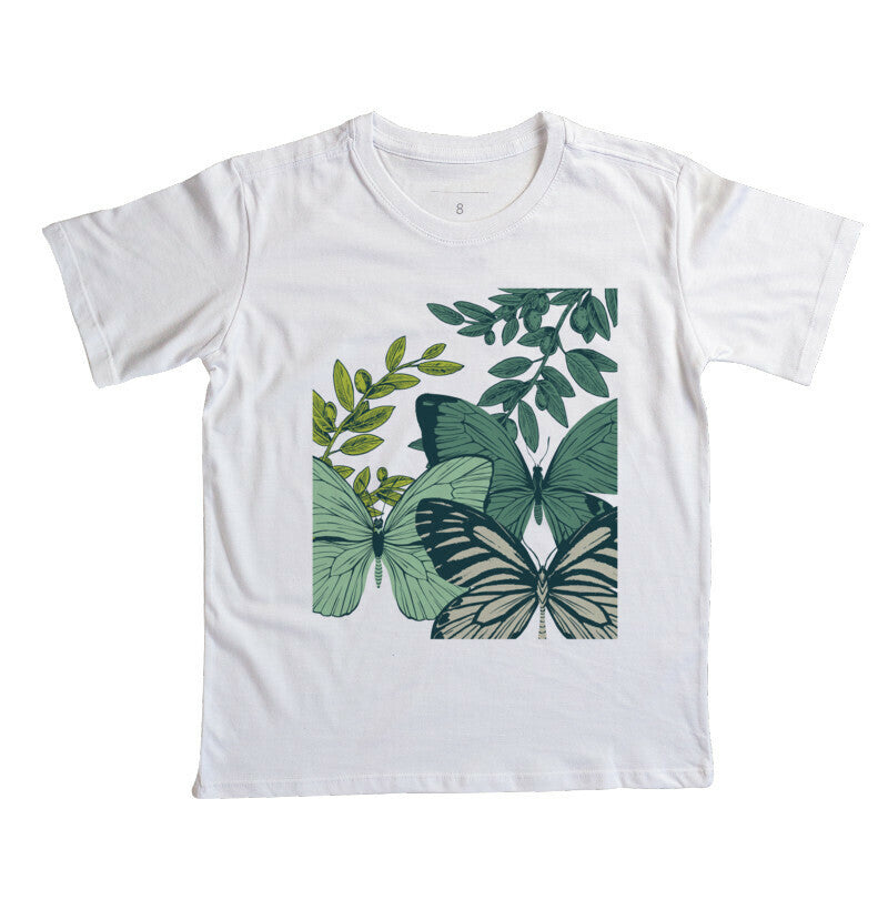 Camiseta Infantil - Borboletas Verdes