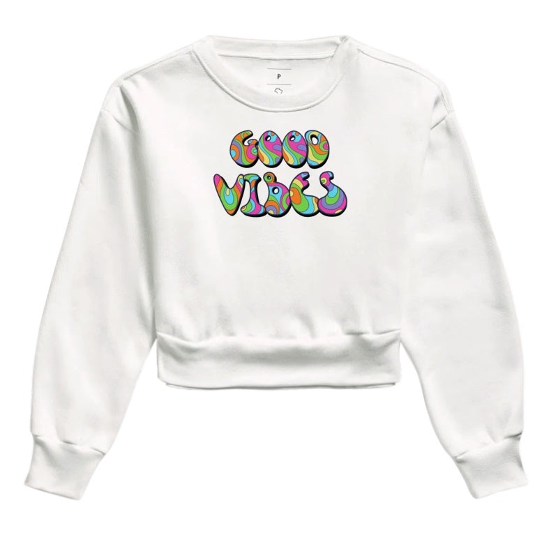 Moletom Cropped - Good Vibes Retrô