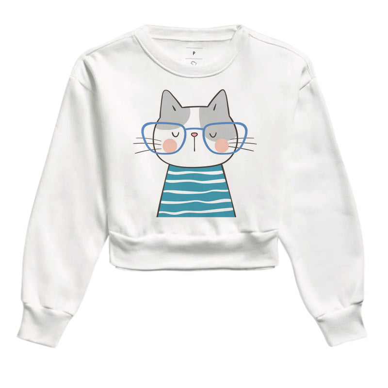 Moletom Cropped - Gato de Óculos