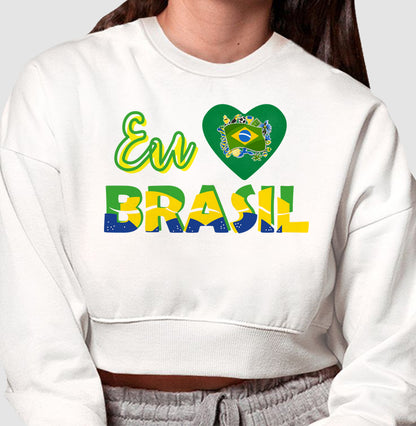 Moletom Cropped - Eu amo Brasil