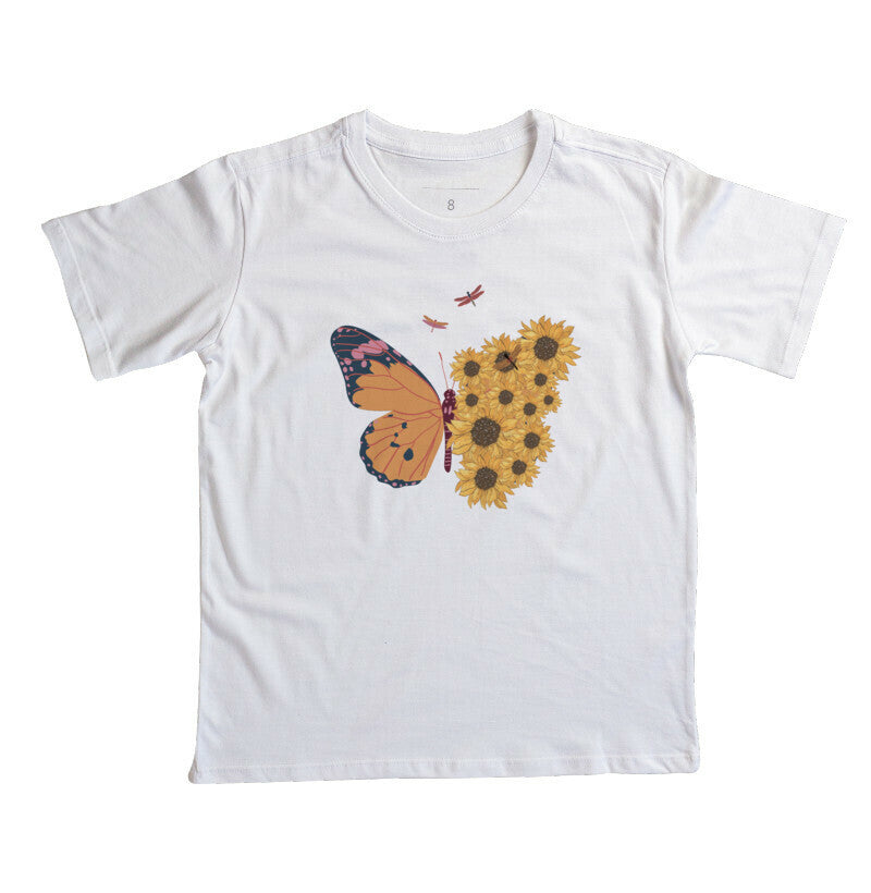 Camiseta Infantil - Borboleta com Flores