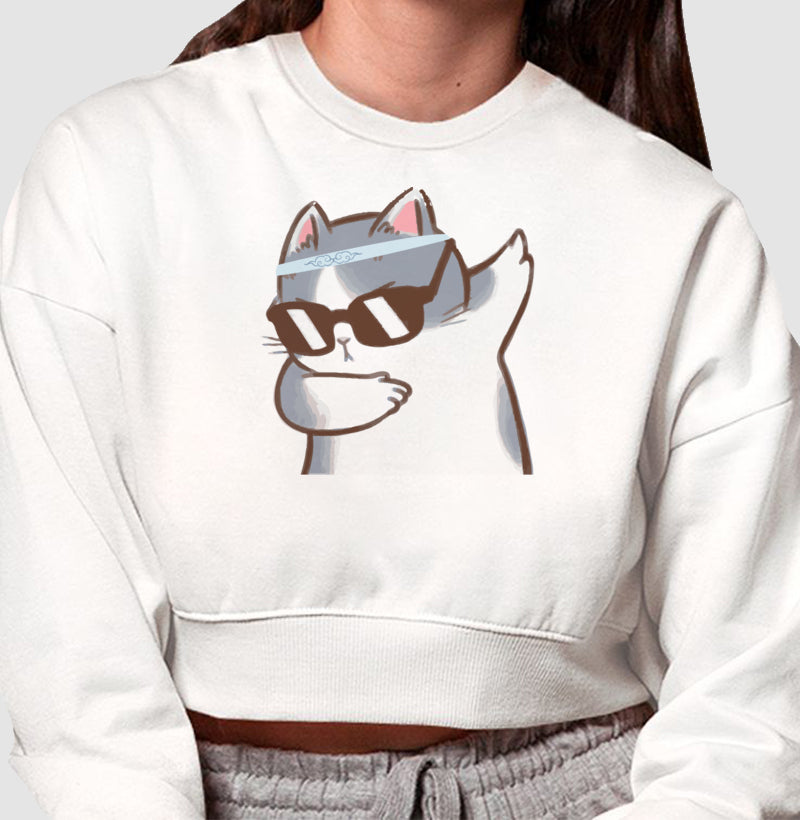 Moletom Cropped - Gato Divertido