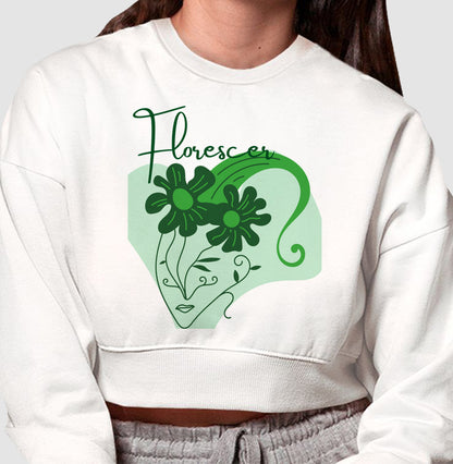 Moletom Cropped - Girl Power Flor