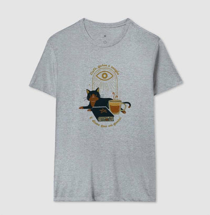 Camiseta - Café, gatos e magia