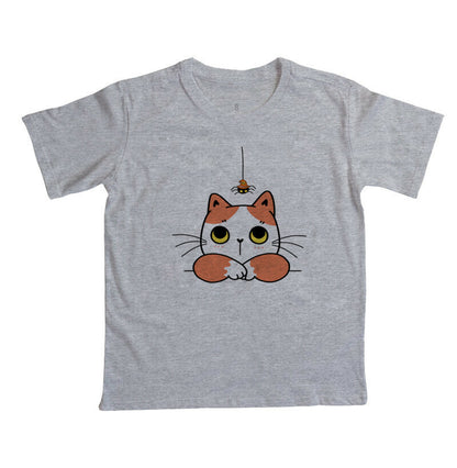 Camiseta Infantil - Gato com Aranha