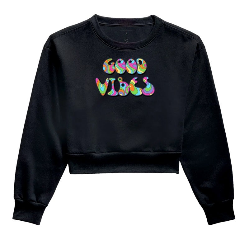 Moletom Cropped - Good Vibes Retrô