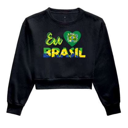 Moletom Cropped - Eu amo Brasil