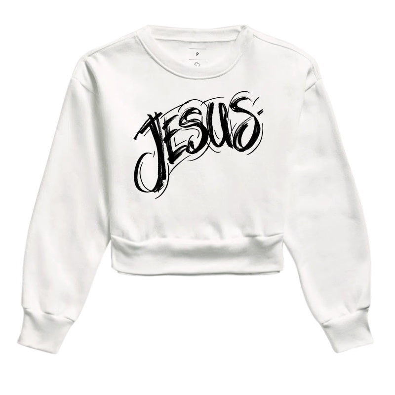 Moletom Cropped - Jesus Nome