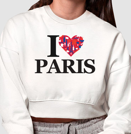 Moletom Cropped - I love Paris