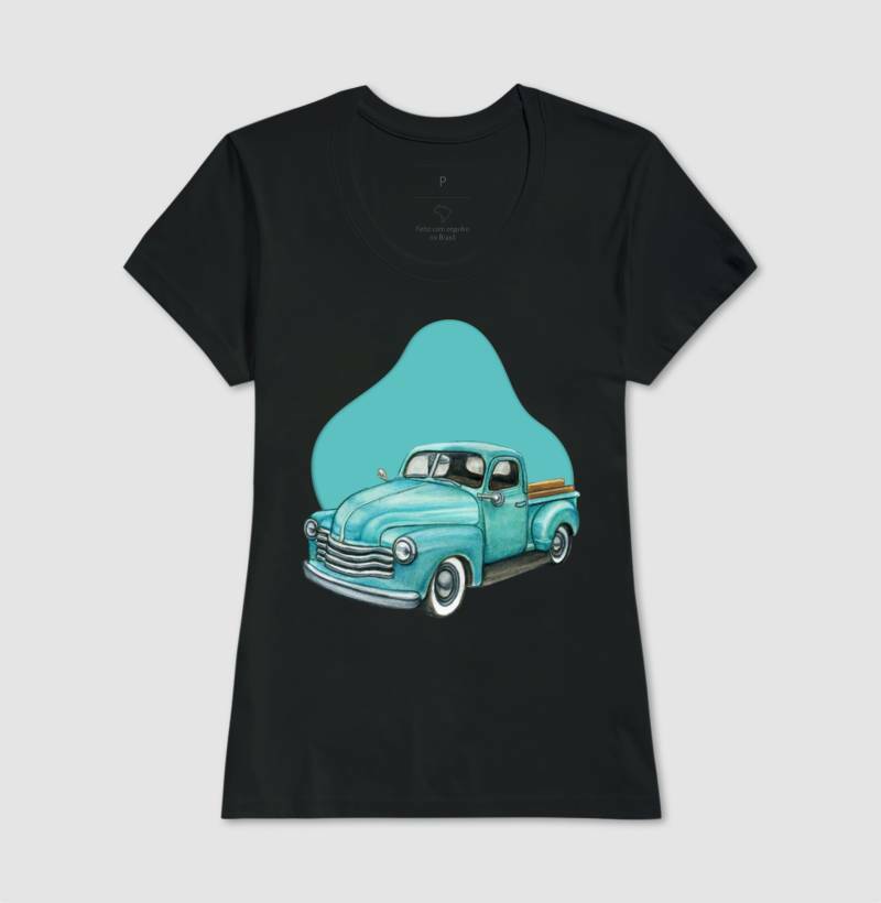 Baby Look - Carro Antigo Azul