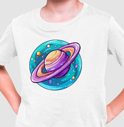 Camiseta Infantil - Saturno Colorido