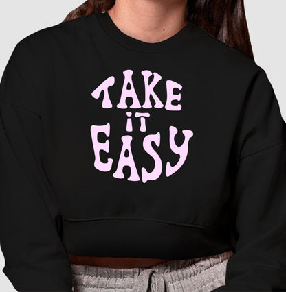 Moletom Cropped - Take it Easy Rosa