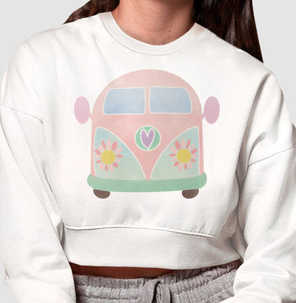 Moletom Cropped - Kombi Rosa