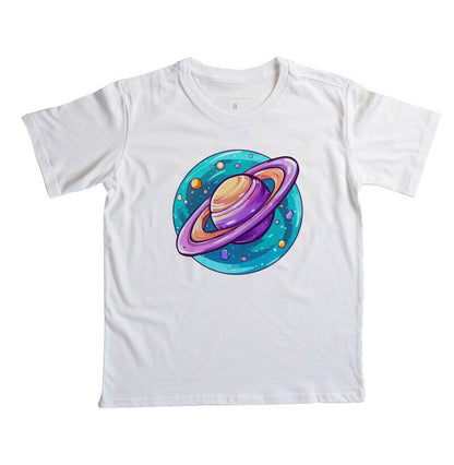 Camiseta Infantil - Saturno Colorido