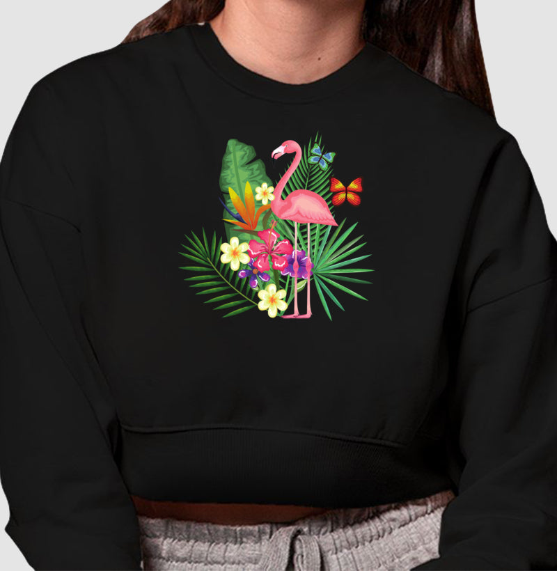 Moletom Cropped - Flamingo