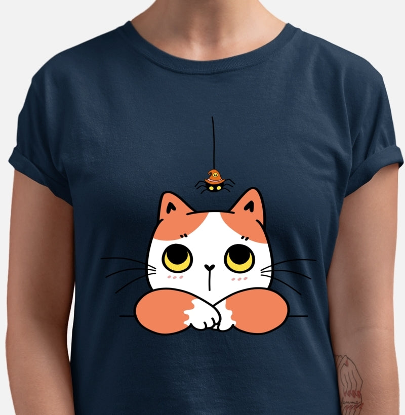 Camiseta - Gato com Aranha