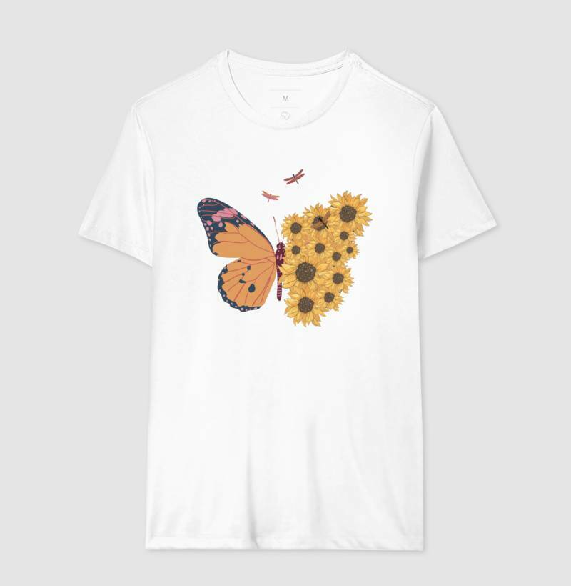 Camiseta - Borboleta com Flores