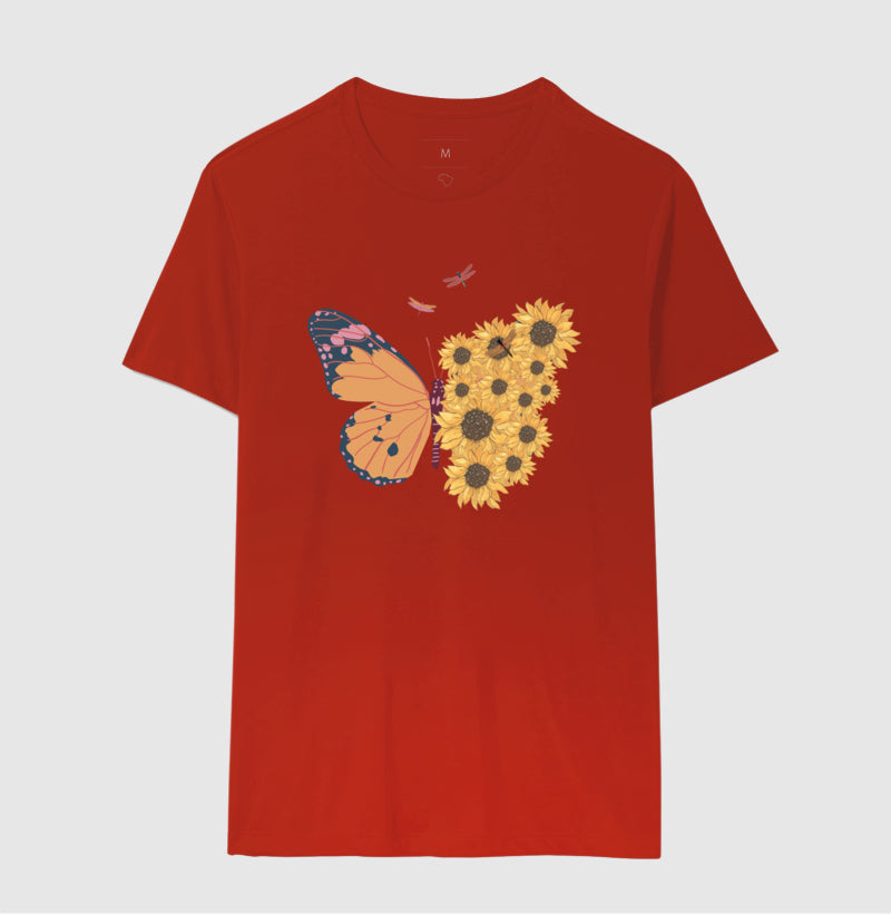 Camiseta - Borboleta com Flores