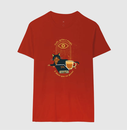 Camiseta - Café, gatos e magia