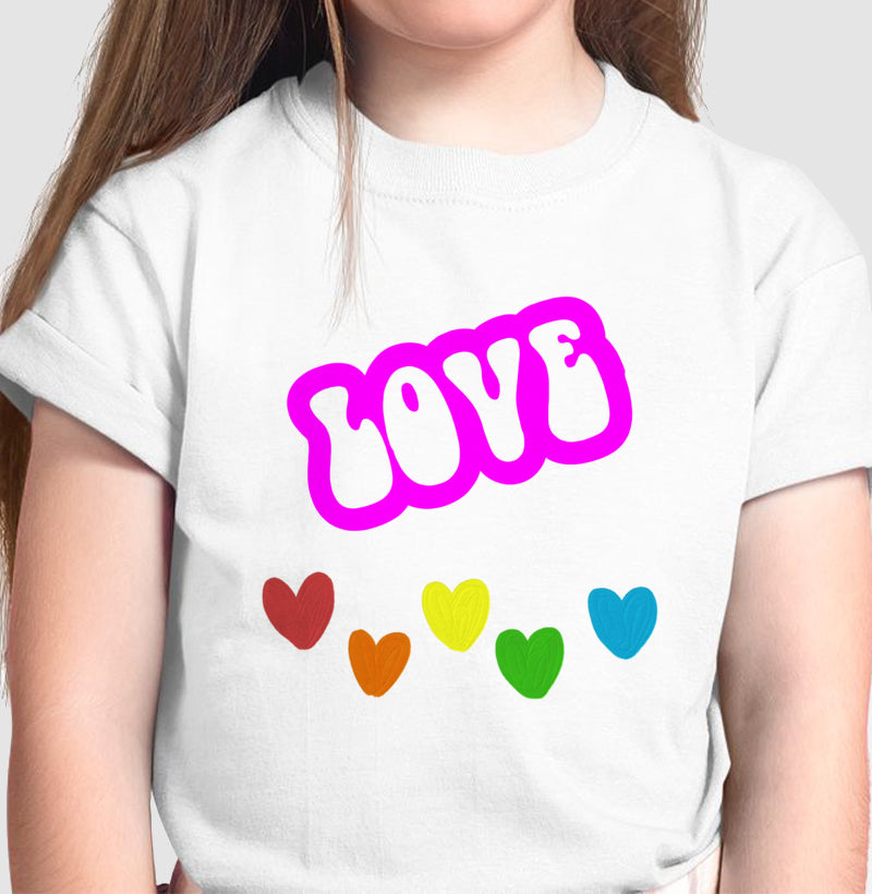 Camiseta Infantil - Love Corações