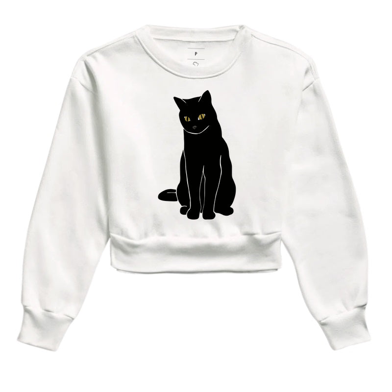 Moletom Cropped - Gato Preto Místico