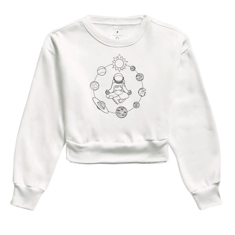 Moletom Cropped - Astronauta Meditando