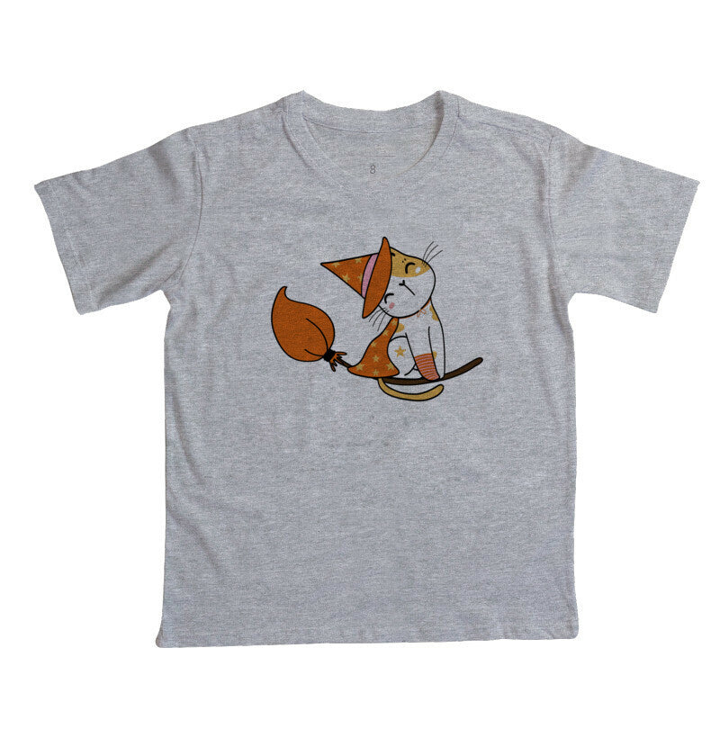 Camiseta Infantil - Gato de Vassoura