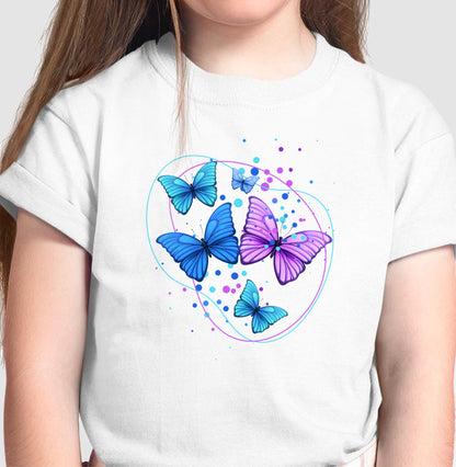 Camiseta Infantil - Borboletas Azuis