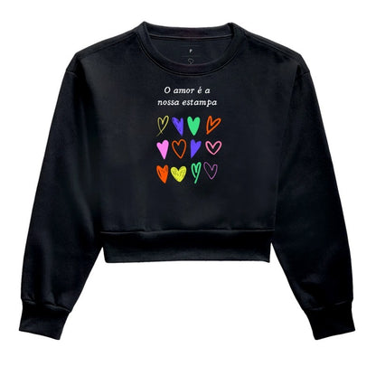 Moletom Cropped - Estampa Amor