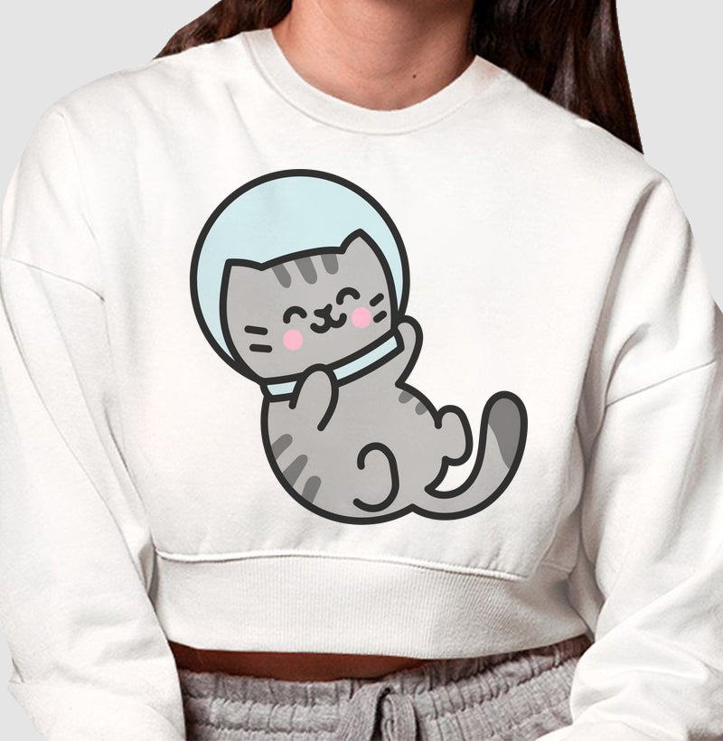 Moletom Cropped - Gato Astronauta