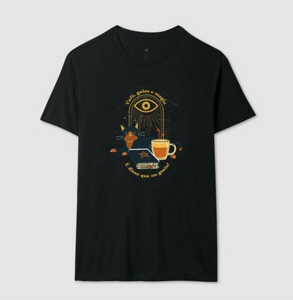 Camiseta - Café, gatos e magia