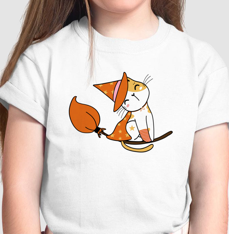 Camiseta Infantil - Gato de Vassoura