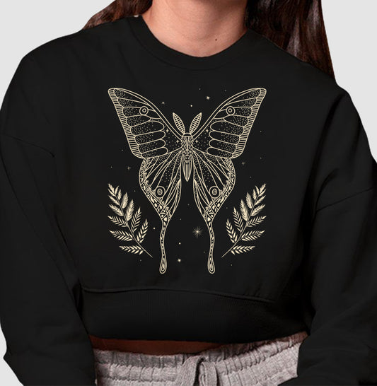 Moletom Cropped - Borboleta Dourada