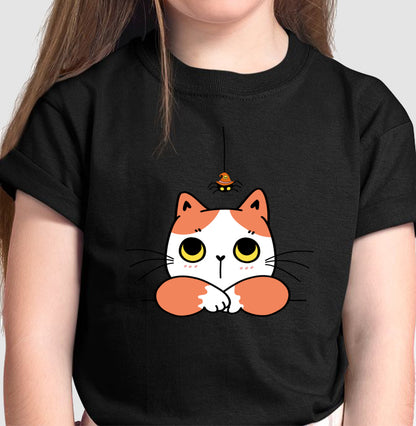 Camiseta Infantil - Gato com Aranha