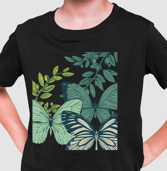 Camiseta Infantil - Borboletas Verdes