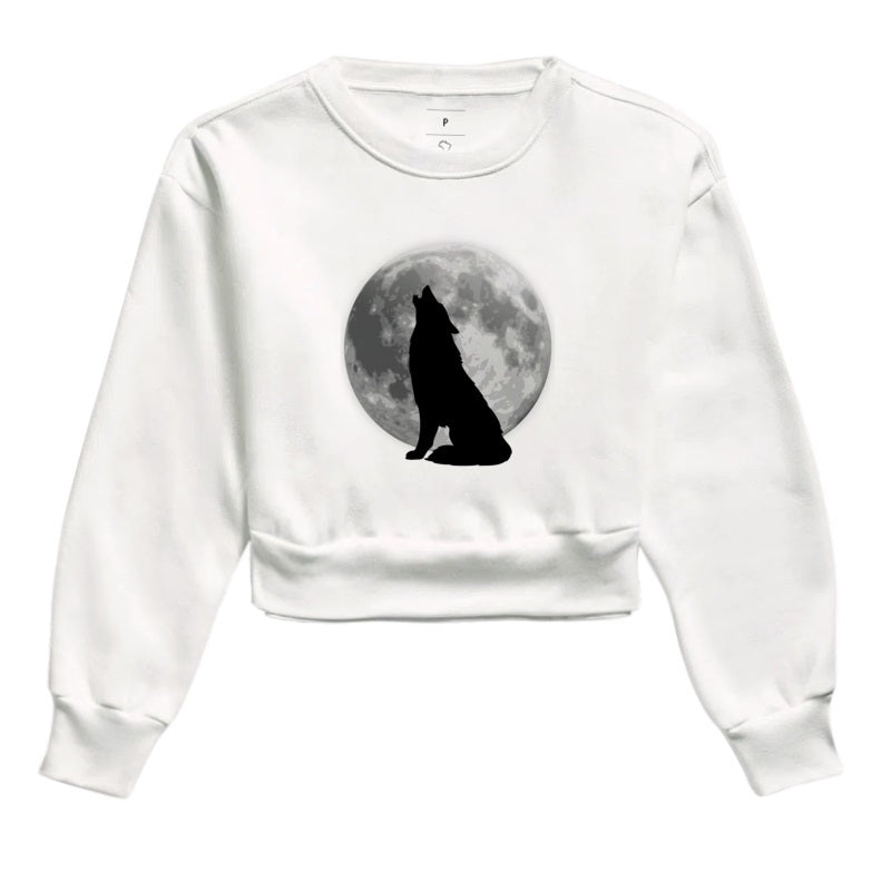 Moletom Cropped - Lobo Luar