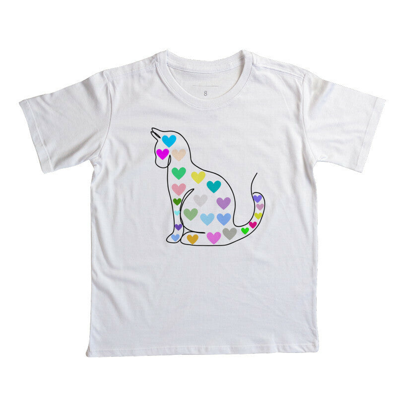 Camiseta Infantil - Gato de Coração