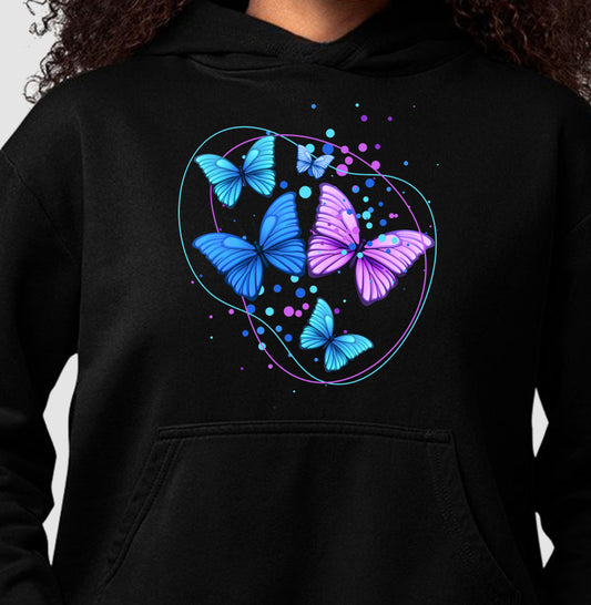 Moletom Hoodie - Borboletas Azuis