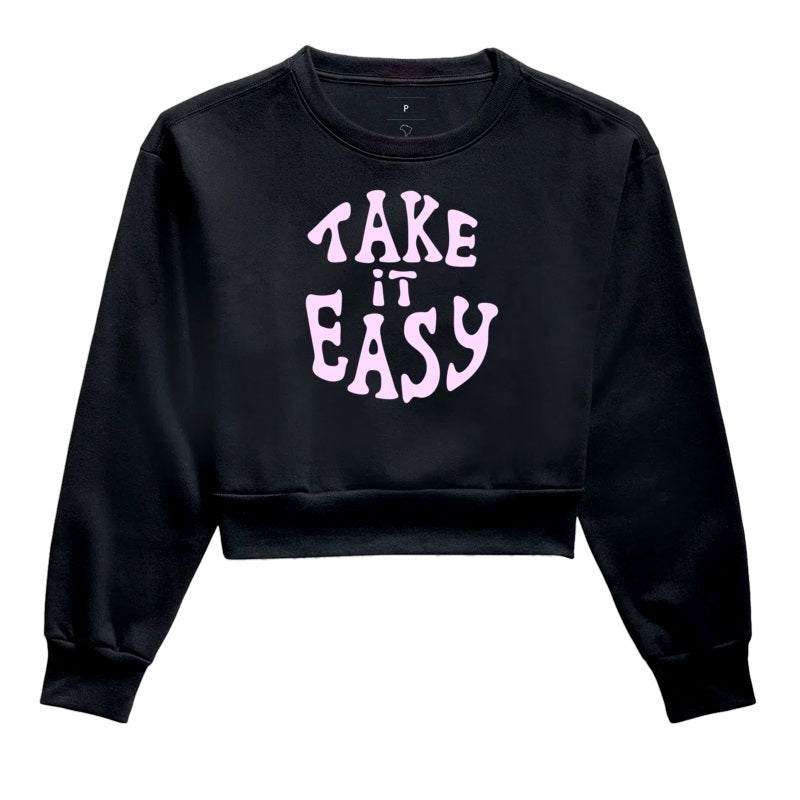 Moletom Cropped - Take it Easy Rosa