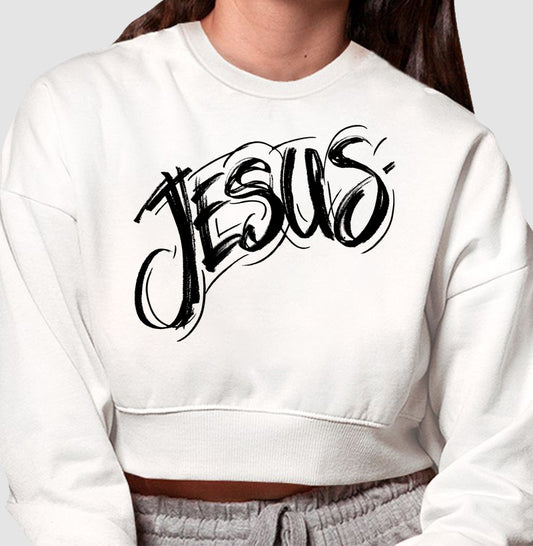 Moletom Cropped - Jesus Nome