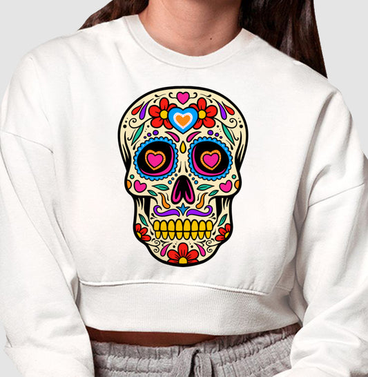 Moletom Cropped - Caveira Mexicana