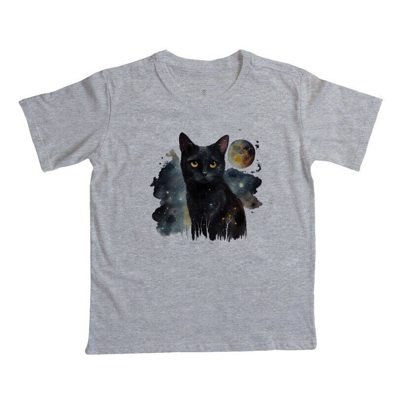 Camiseta Infantil - Gato Preto Luar