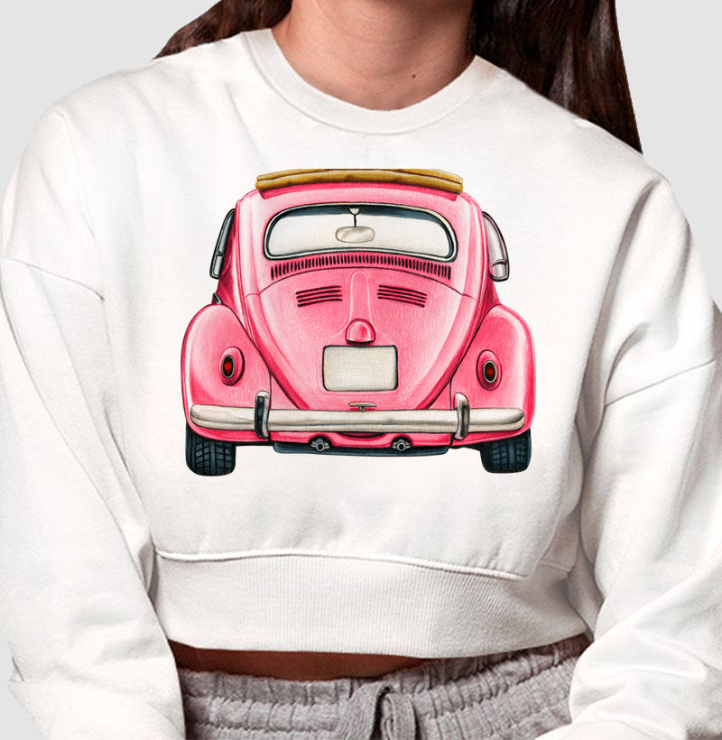 Moletom Cropped - Fusca Rosa