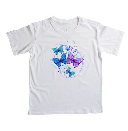 Camiseta Infantil - Borboletas Azuis
