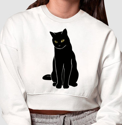 Moletom Cropped - Gato Preto Místico