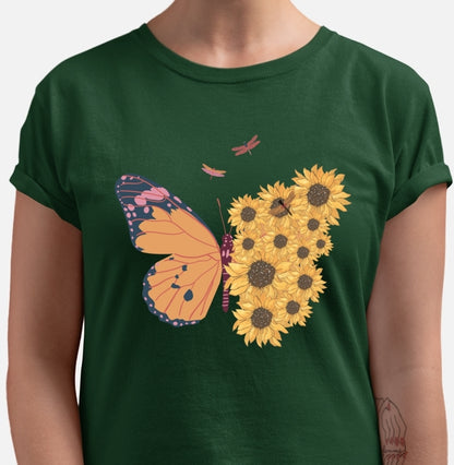 Camiseta - Borboleta com Flores