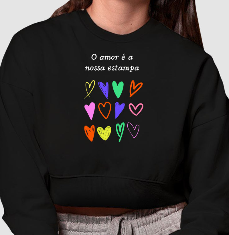 Moletom Cropped - Estampa Amor