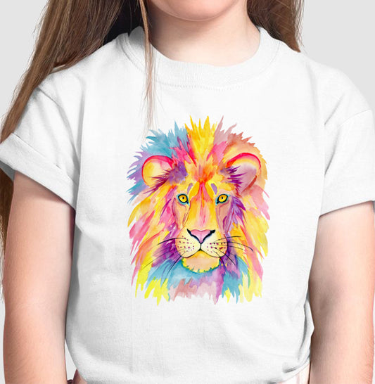 Camiseta Infantil - Leão Colorido