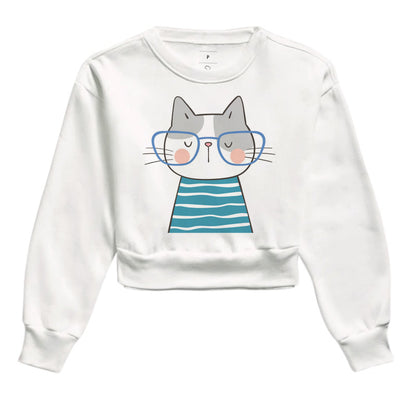 Moletom Cropped - Gato de Óculos