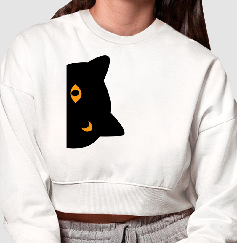 Moletom Cropped - Black Cat